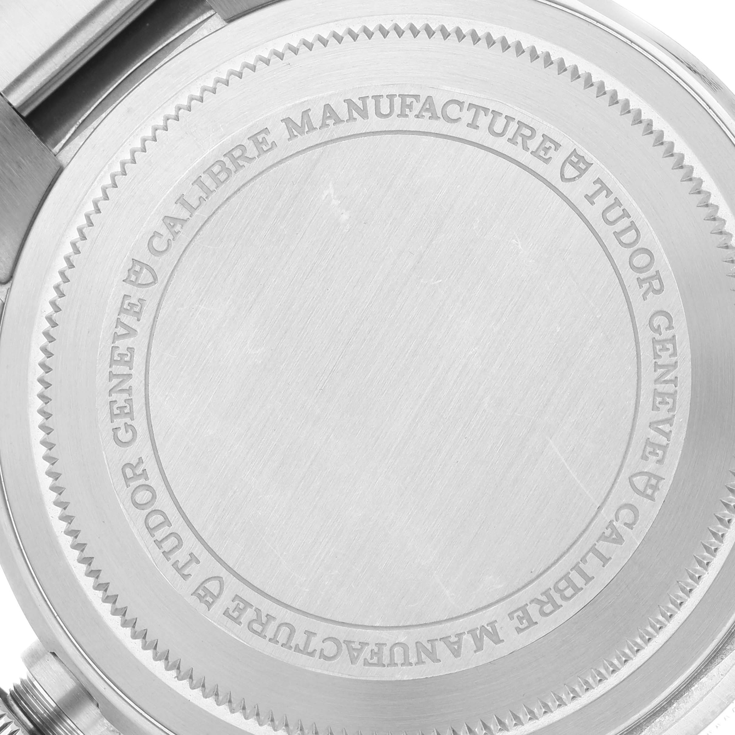 The image shows the case back of the Tudor Heritage Black Bay 79830RB Men's Stainless Steel Black Dial 79830RB Men's Stainless Steel Black Dial watch.