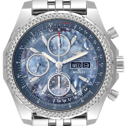 Photo of Breitling Bentley Motors GT Blue Mother of Pearl Dial Watch A13362 Card