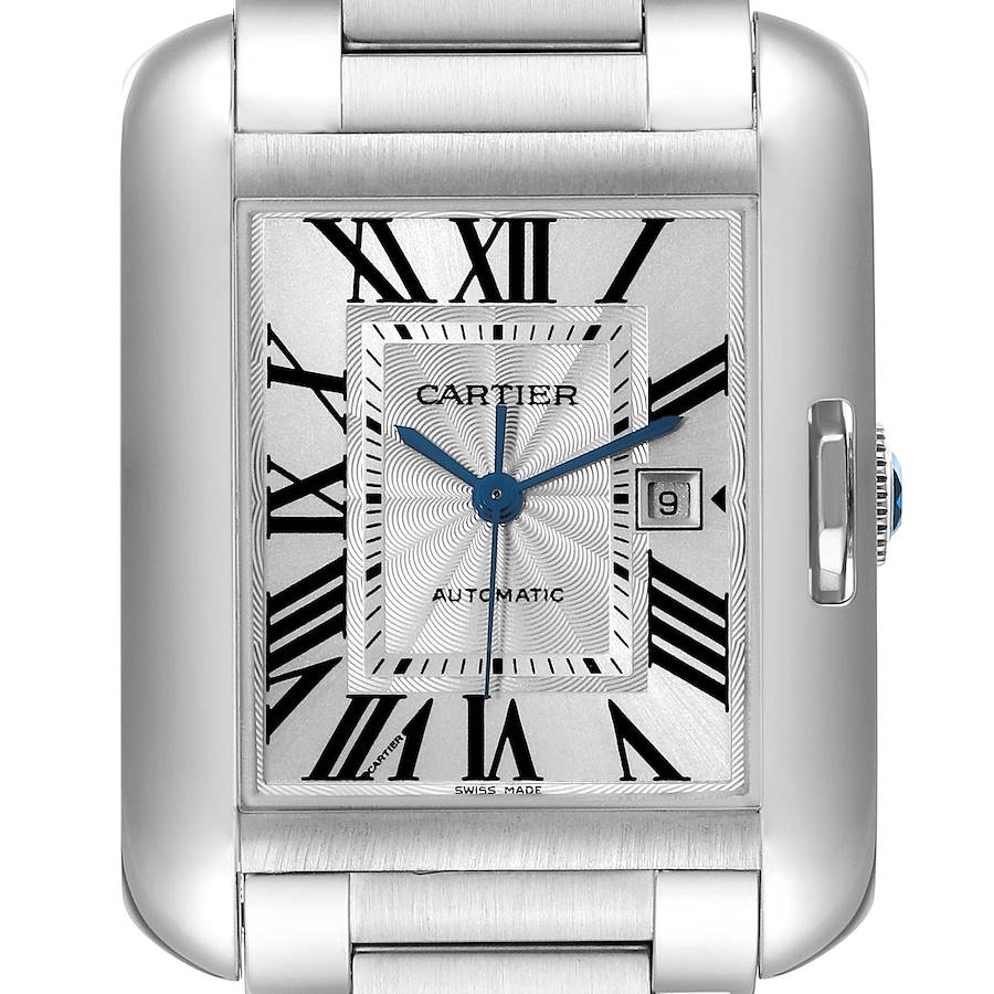 Cartier Tank Anglaise Large Steel Automatic Mens Watch W5310009 SwissWatchExpo