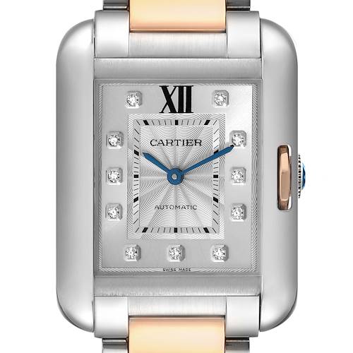 Photo of Cartier Tank Anglaise Medium Steel Rose Gold Diamond Ladies Watch WT100025