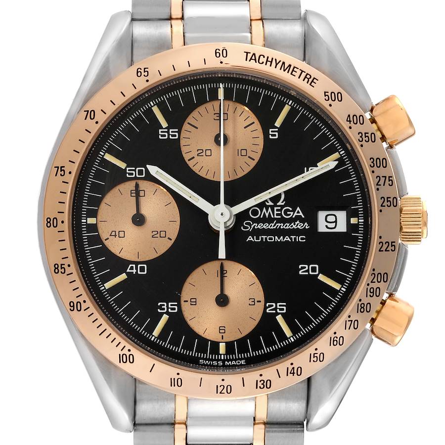 Omega Speedmaster 39mm Steel Rose Gold Black Dial Mens Watch 3316.50 SwissWatchExpo