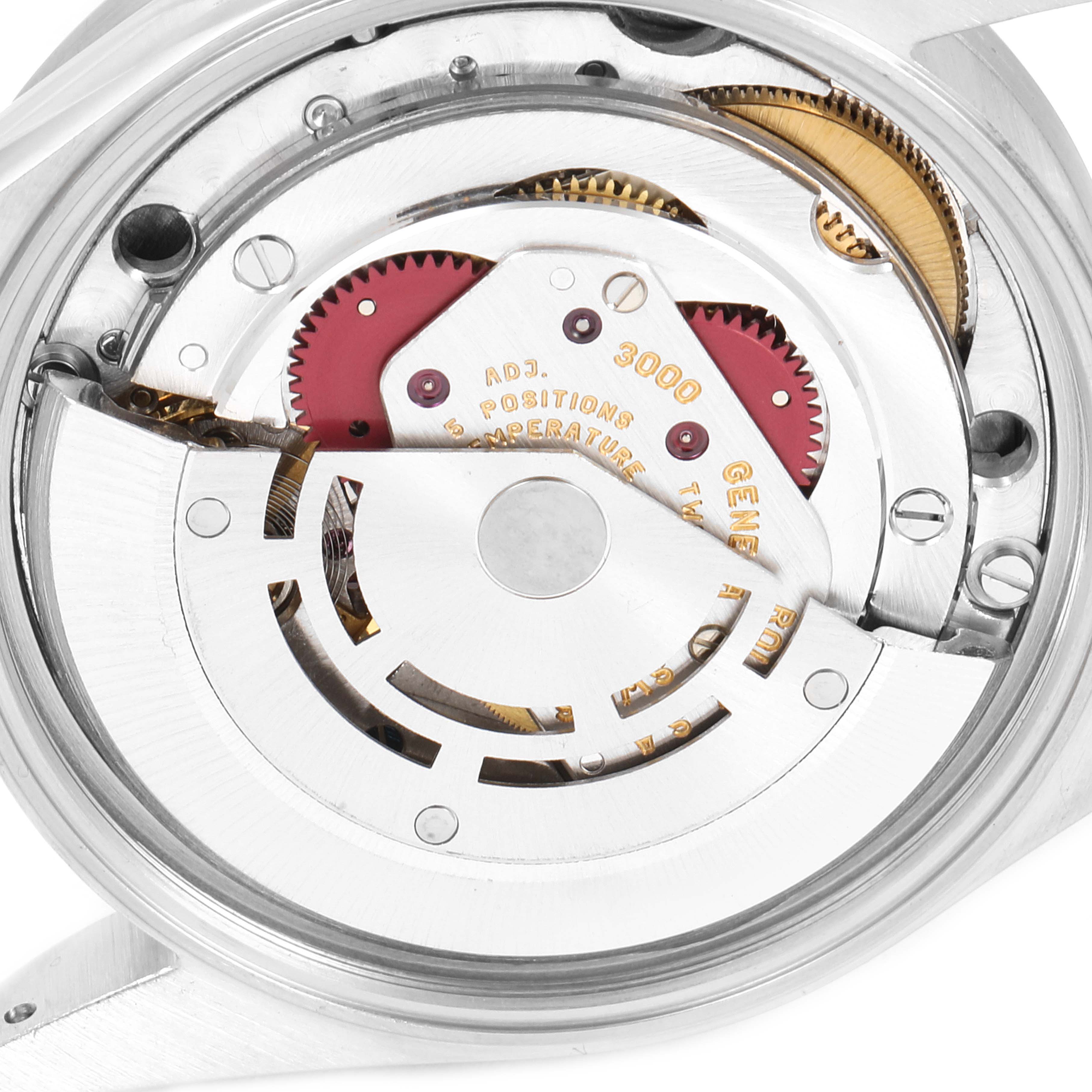 This image shows the internal mechanical movement of a Rolex Air-King 14010 Men's Stainless Steel Blue Dial 14010 Men's Stainless Steel Blue Dial watch from a top view angle.