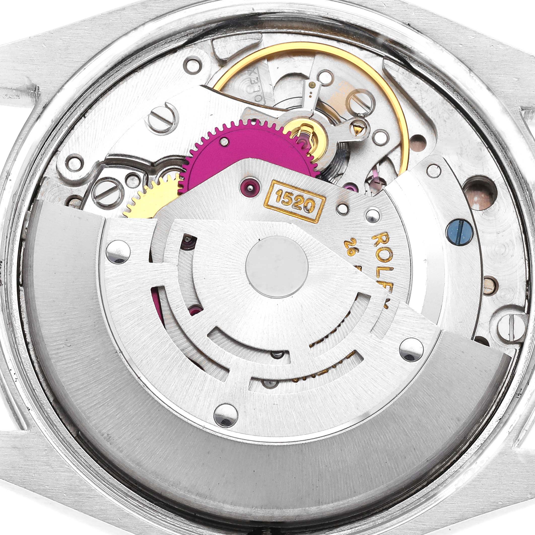 This is an image of the movement mechanism of the Rolex Vintage Collection 5500 Men's Stainless Steel Silver Dial 5500 Men's Stainless Steel Silver Dial model, shown from the back.