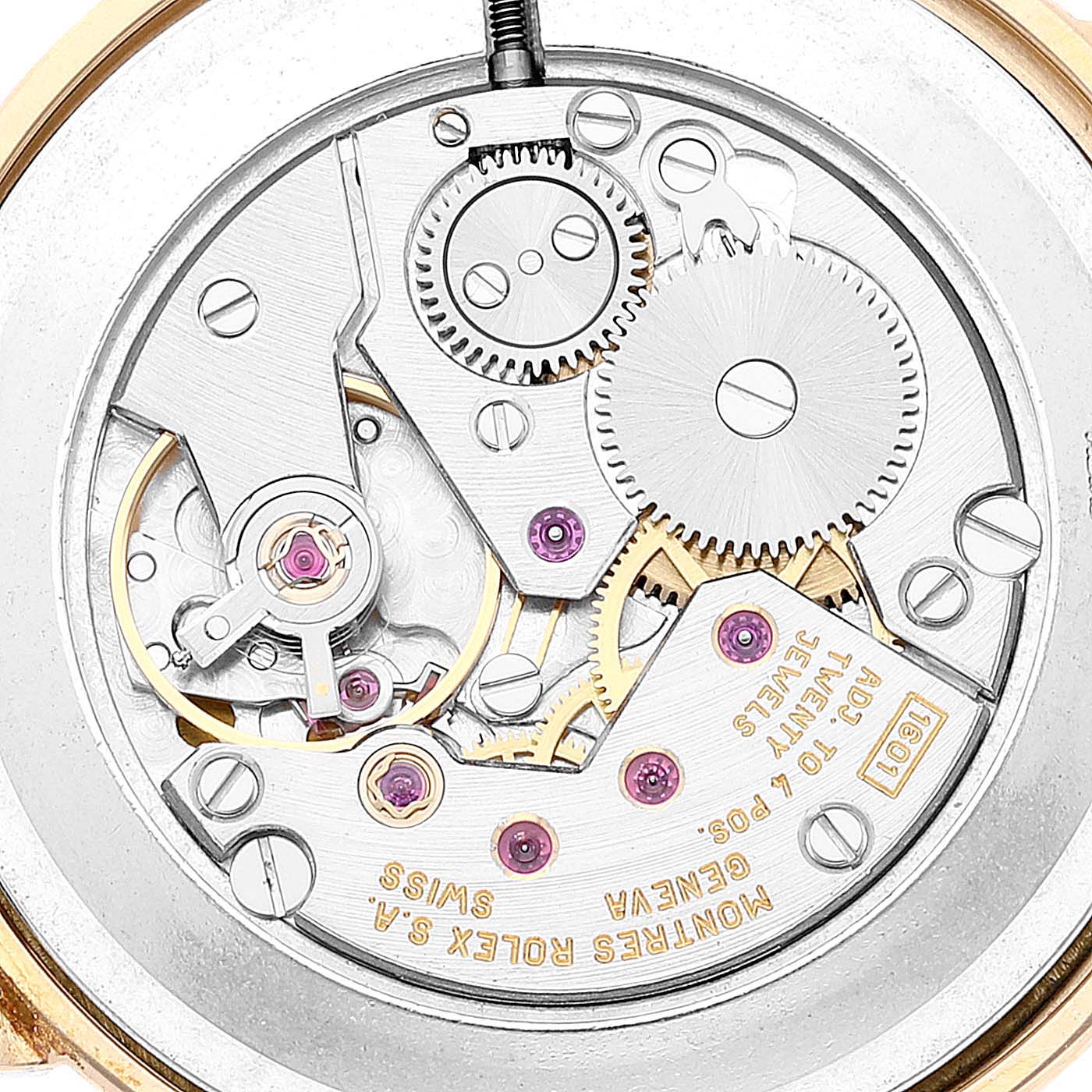 This image shows the internal mechanism and detailed components of the Rolex Cellini 5112 Men's Yellow Gold Mother of Pearl Dial 5112 Men's Yellow Gold Mother of Pearl Dial watch movement.