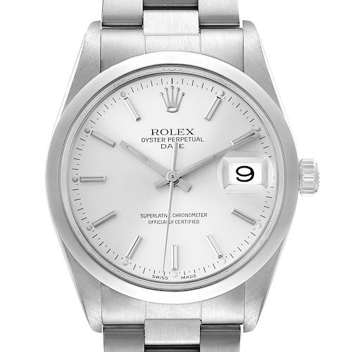 Photo of Rolex Date Silver Dial Smooth Bezel Automatic Steel Mens Watch 15200 Box Papers