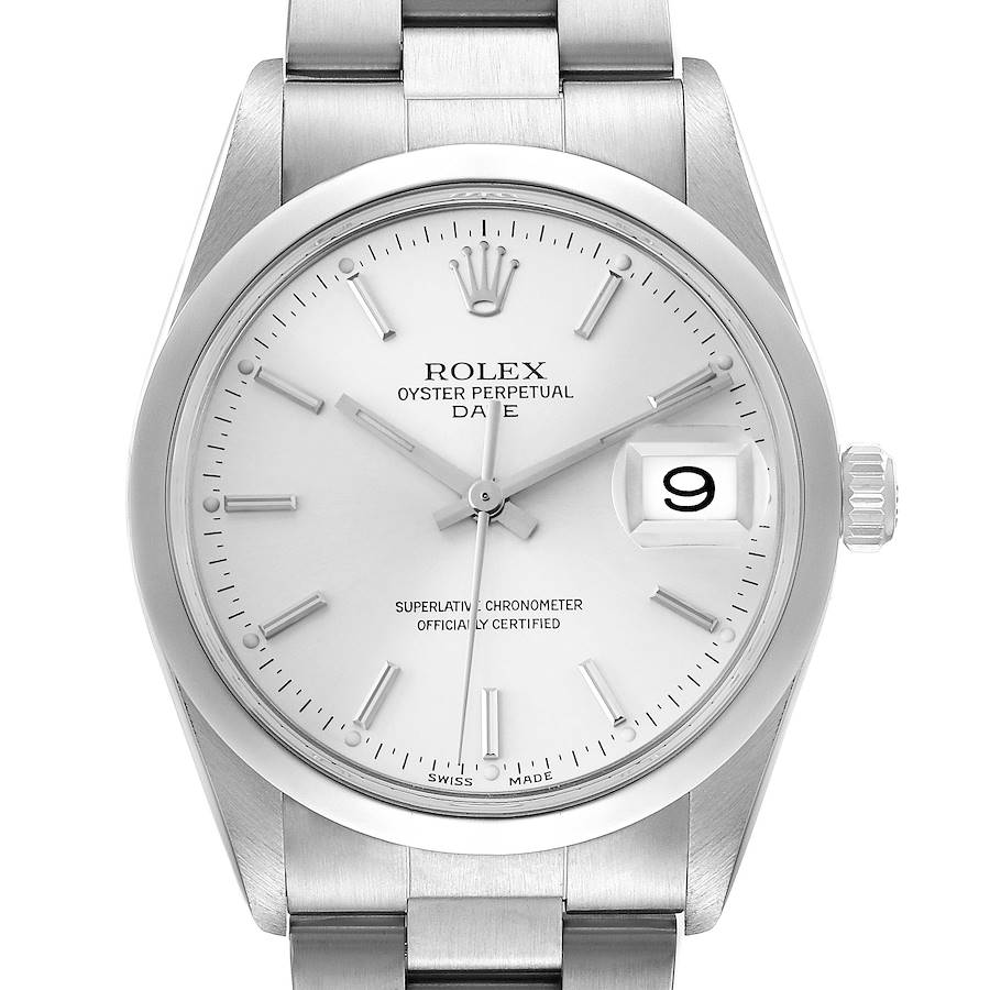 Rolex Date Silver Dial Smooth Bezel Automatic Steel Mens Watch 15200 Box Papers SwissWatchExpo