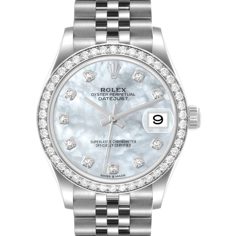 Rolex Datejust 31 Steel White Gold Mother Of Pearl Diamond Ladies Watch 278384 Box Card SwissWatchExpo