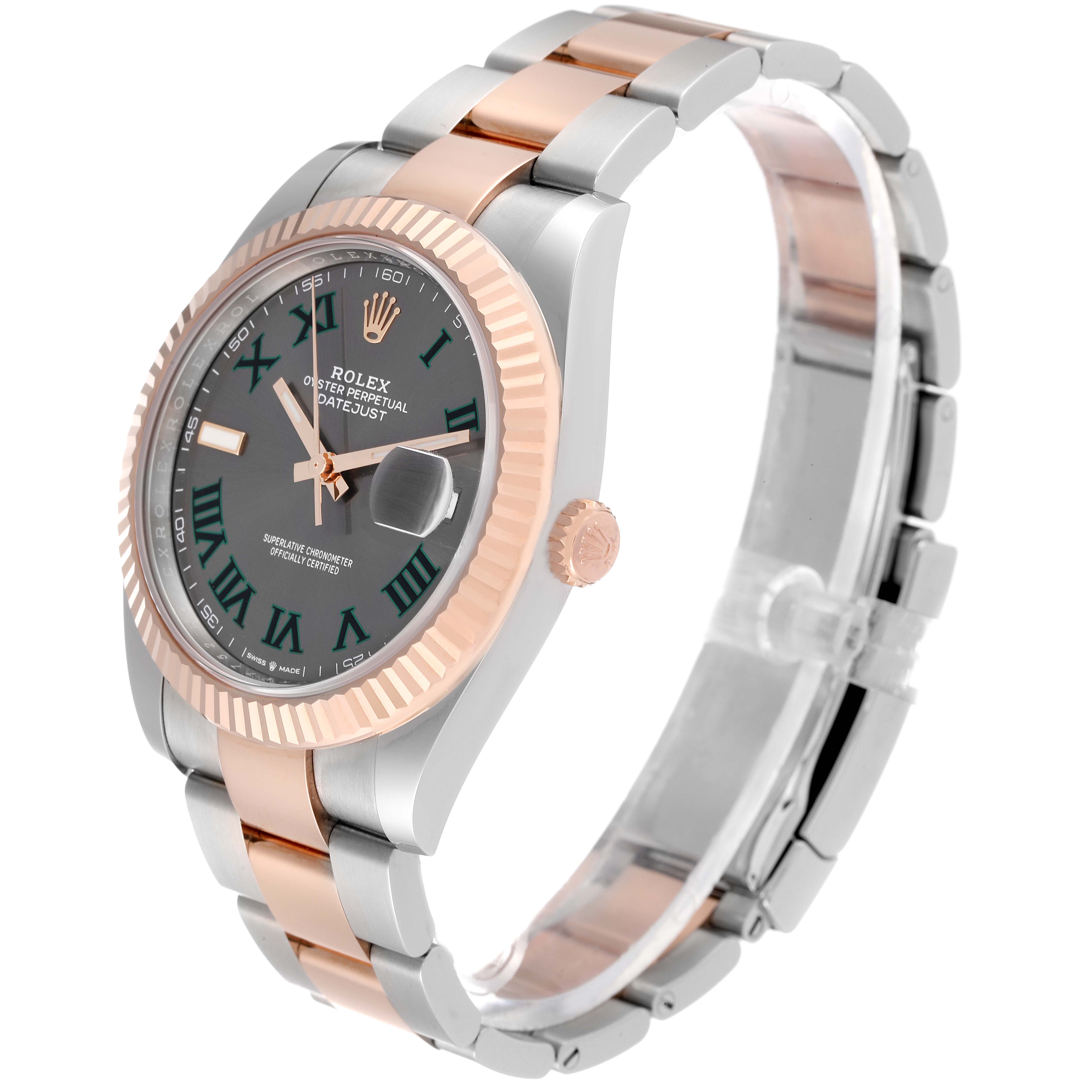 The Rolex Datejust 41 126331 Men's Steel and Gold (two tone) Grey Dial 126331 Men's Steel and Gold (two tone) Grey Dial watch is shown at a slight angle displaying the face, bezel, crown, and bracelet.