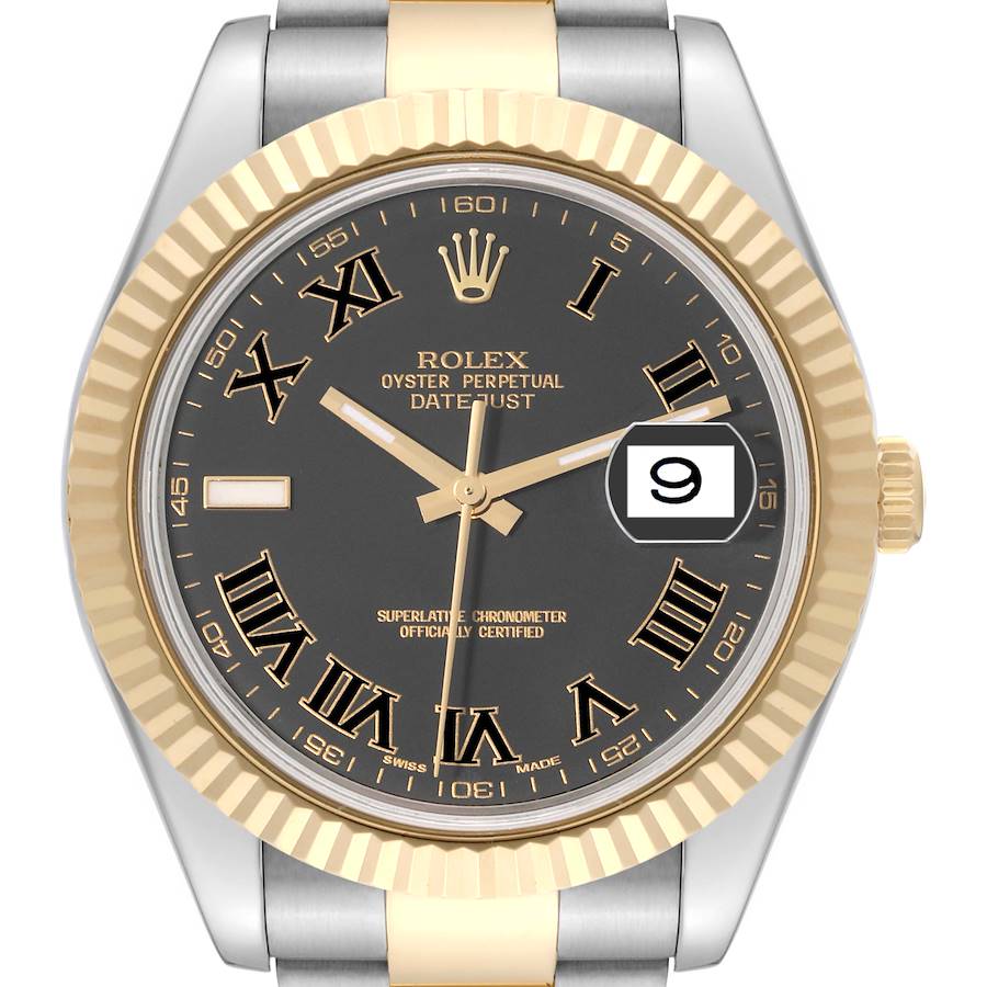 Rolex Datejust II Steel Yellow Gold Black Dial Mens Watch 116333 SwissWatchExpo