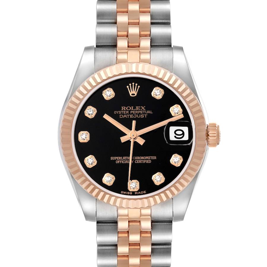 Rolex Datejust Midsize Steel Rose Gold Diamond Ladies Watch 178271 SwissWatchExpo