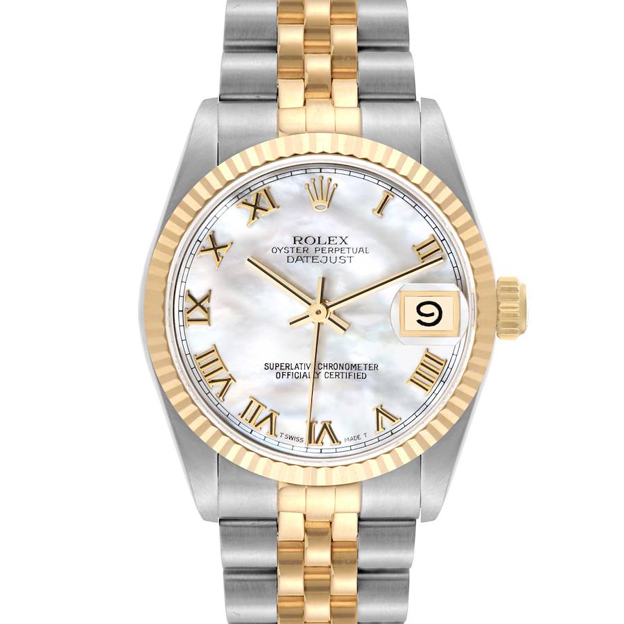 Rolex Datejust Midsize Steel Yellow Gold Mother of Pearl Dial Ladies Watch 68273 SwissWatchExpo