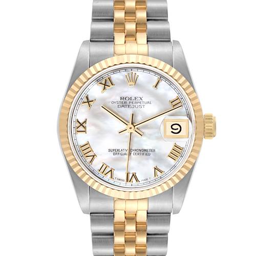 Photo of Rolex Datejust Midsize Steel Yellow Gold Mother of Pearl Dial Ladies Watch 68273