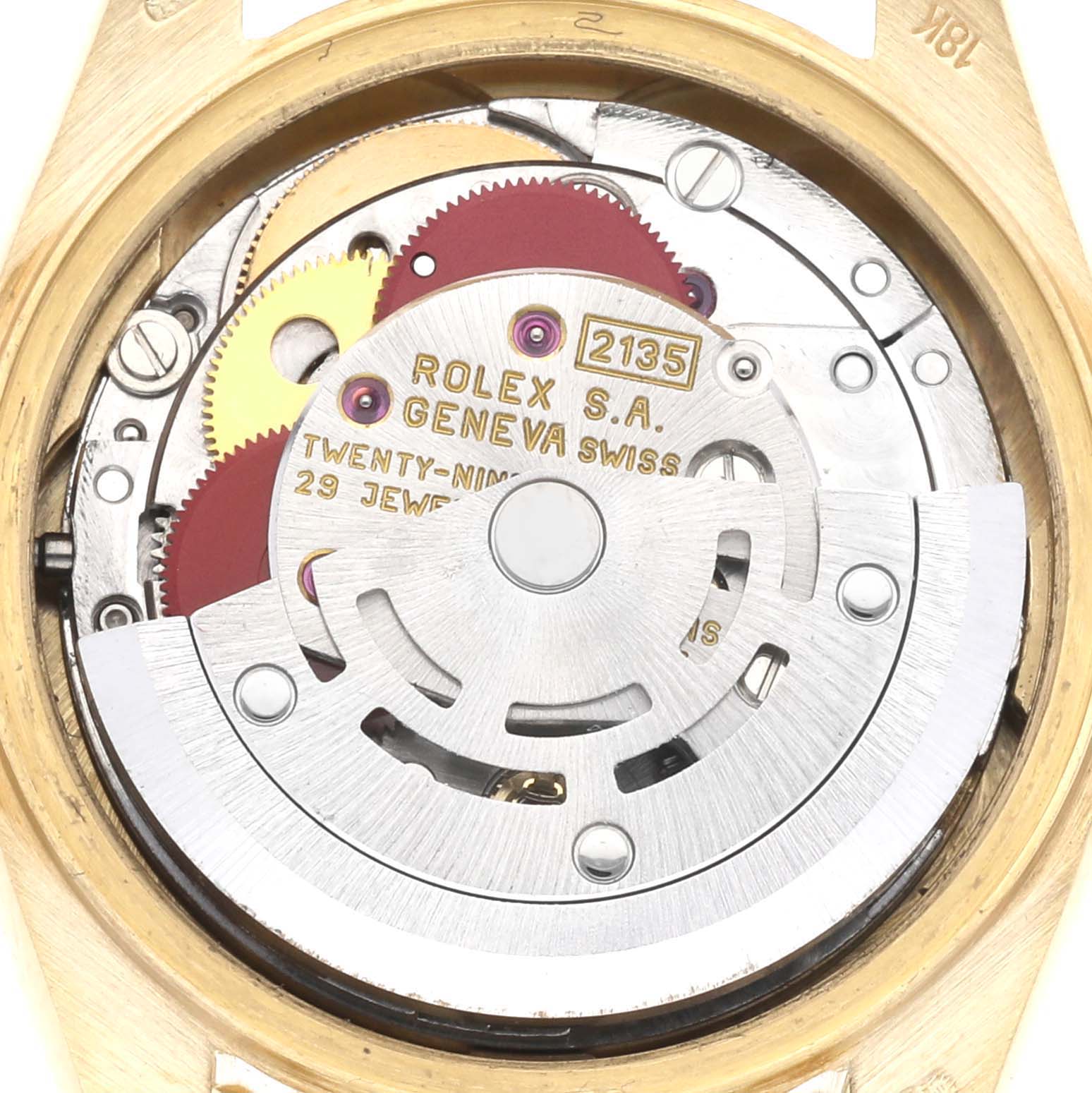 The image shows the internal mechanism and movement of a Rolex President 69178 Women's Yellow Gold Champagne Dial 69178 Women's Yellow Gold Champagne Dial model watch.