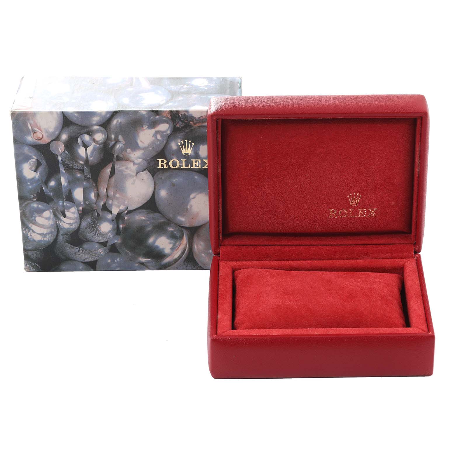 The image shows a Rolex Datejust 69173 Women's Steel and Gold (two tone) Beige Dial 69173 Women's Steel and Gold (two tone) Beige Dial watch box and case from a front angle.