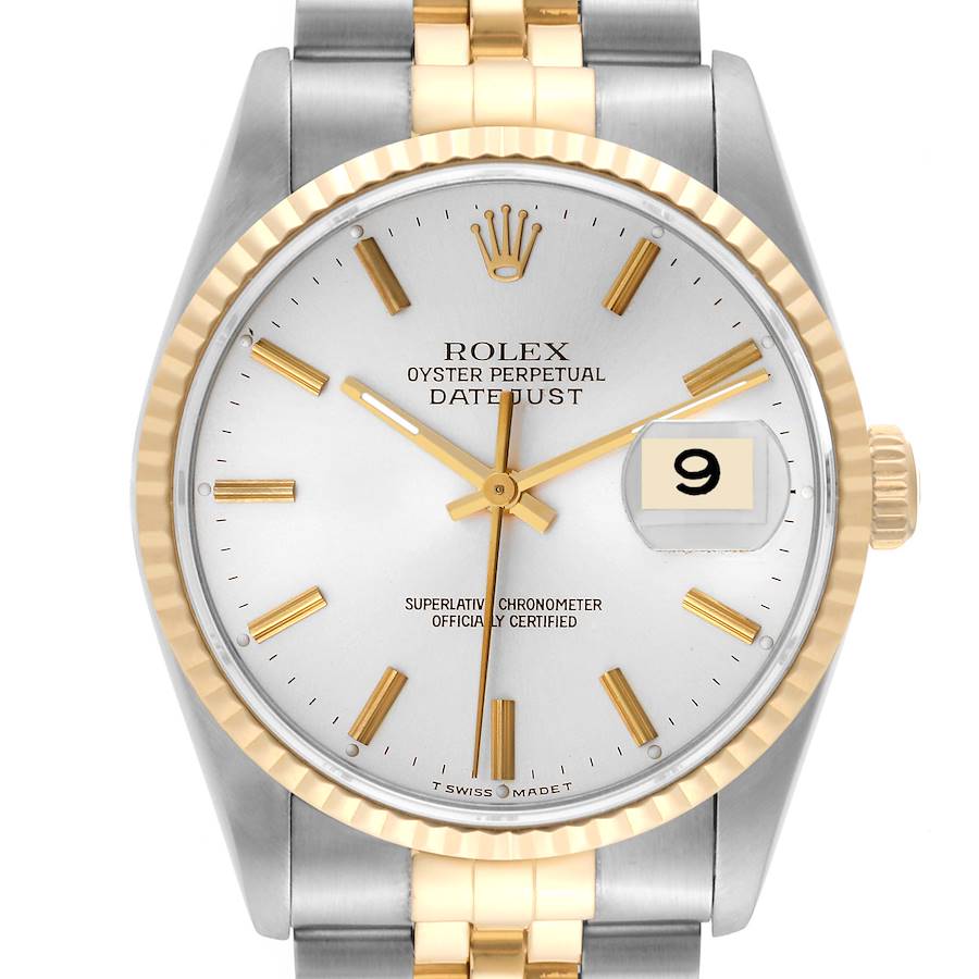 Rolex Datejust Stainless Steel Yellow Gold Mens Watch 16233 Box Papers SwissWatchExpo