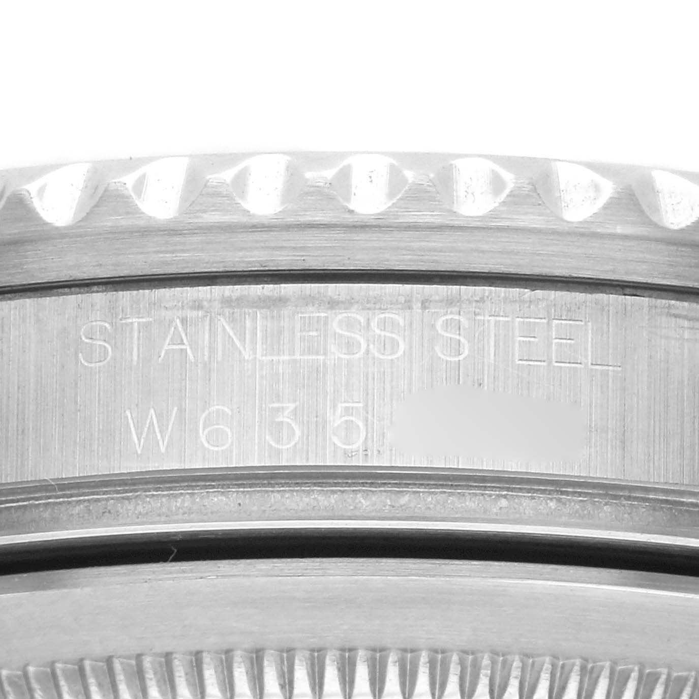 This image shows a close-up of the side of the case of a Rolex GMT-Master 16710 Men's Stainless Steel Black Dial 16710 Men's Stainless Steel Black Dial, showing the stainless steel material and part of the model number.