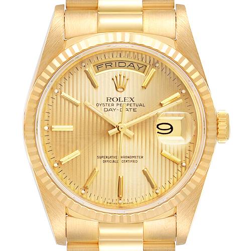 Photo of Rolex President Day-Date Yellow Gold Tapestry Dial Mens Watch 18238