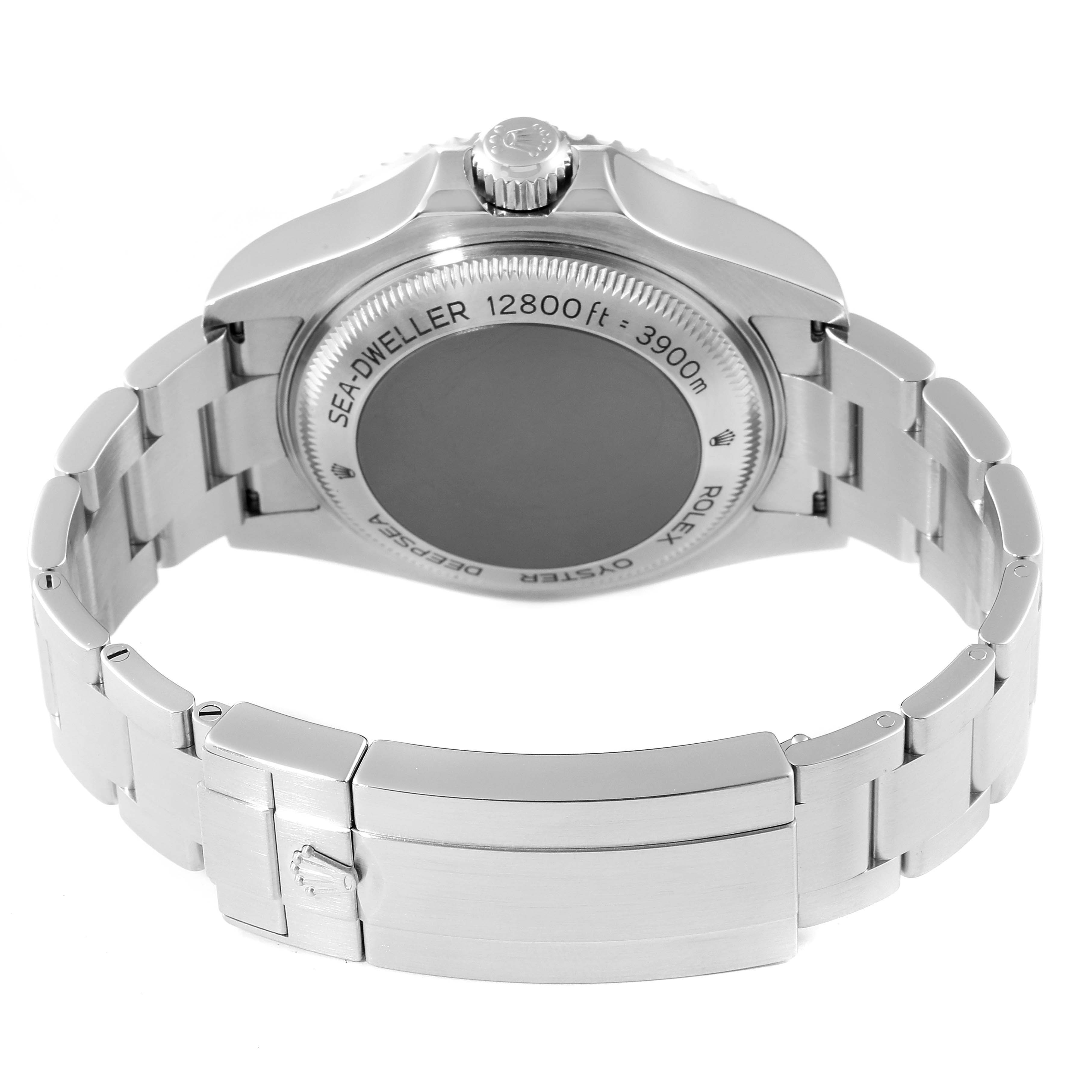 The image shows the back and clasp of a Rolex Sea-Dweller 126660 Men's Stainless Steel Blue Dial 126660 Men's Stainless Steel Blue Dial watch.