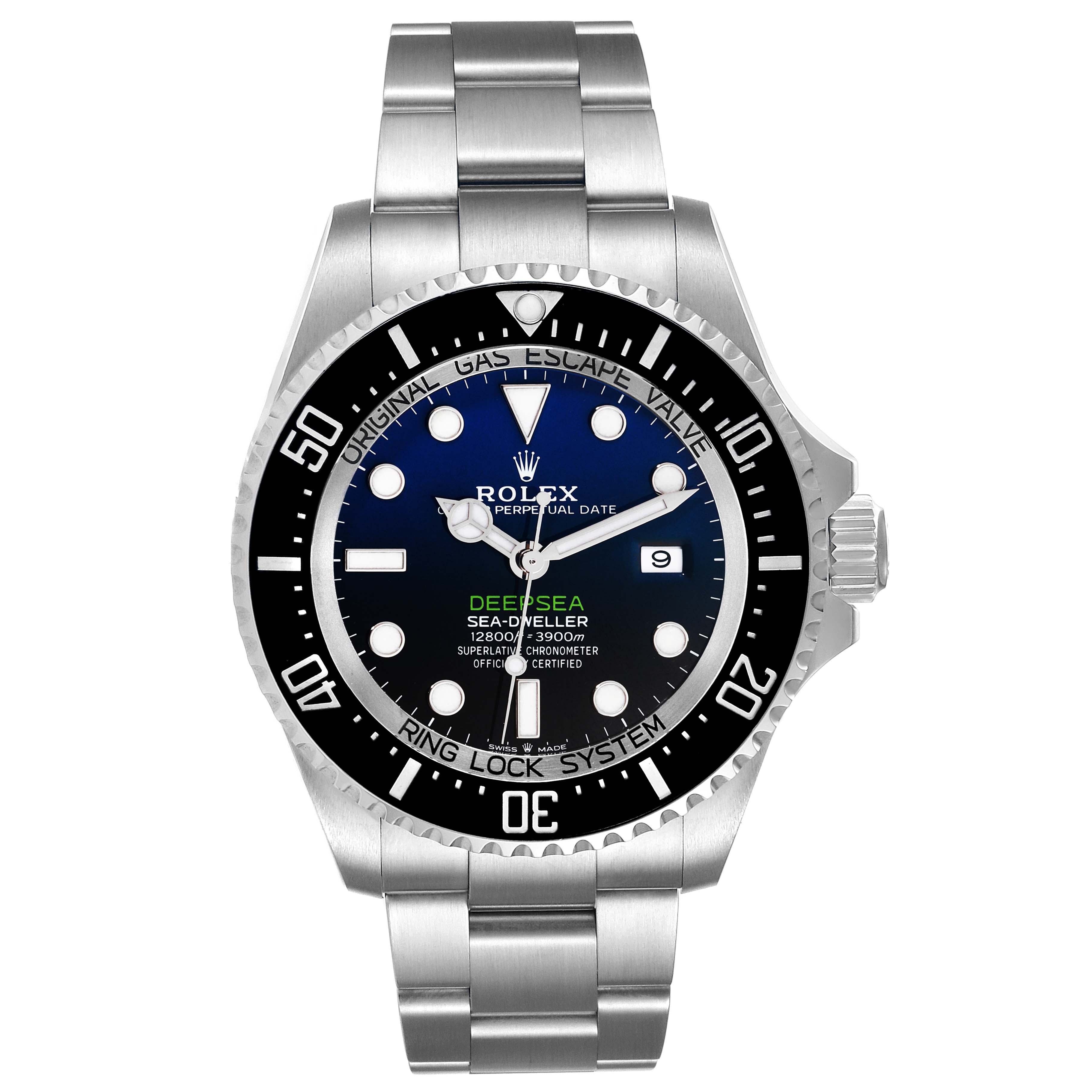 This image shows a front view of the Rolex Sea-Dweller 126660 Men's Stainless Steel Black Dial 126660 Men's Stainless Steel Black Dial watch model, highlighting the dial, bezel, and bracelet.