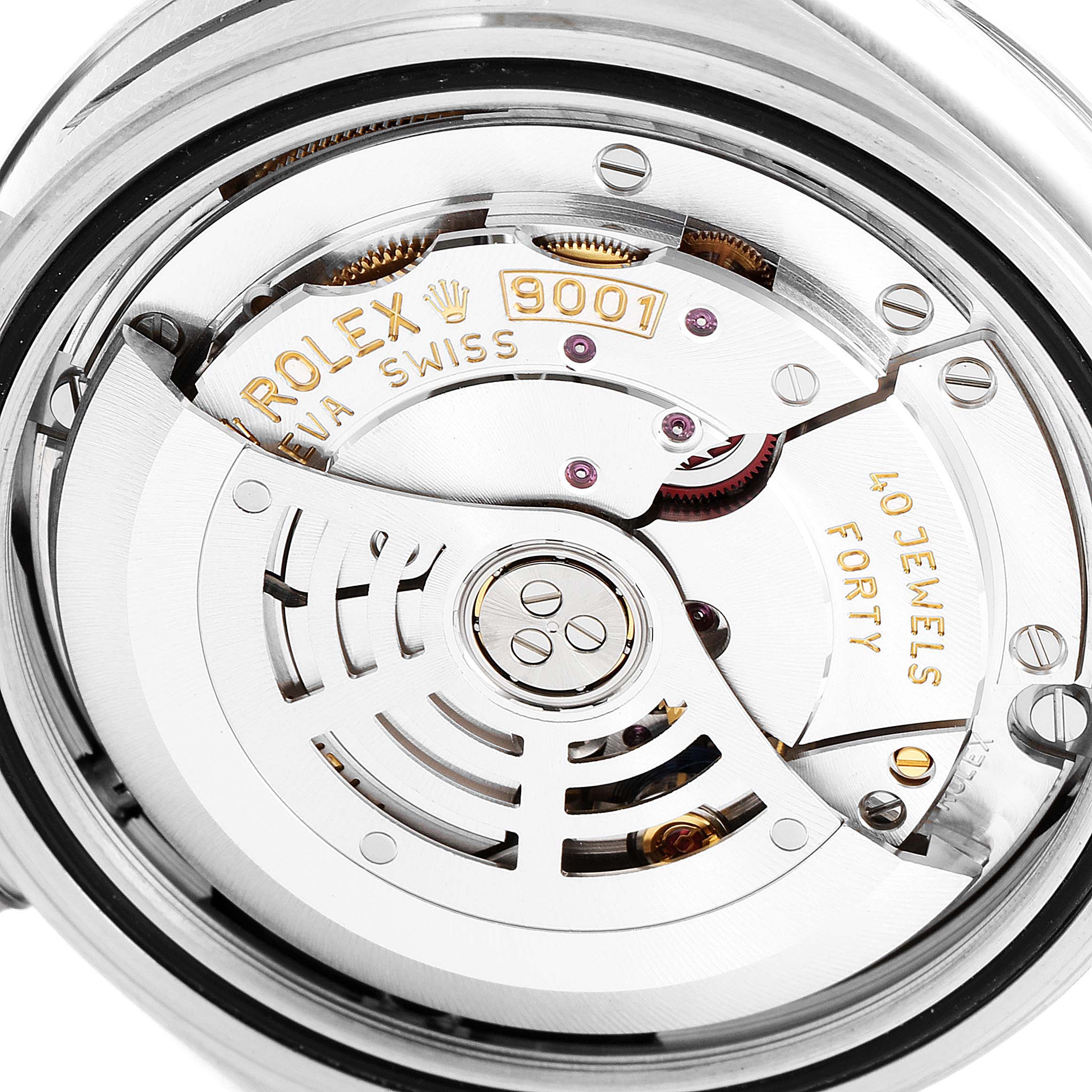 The image shows the movement mechanism of the Rolex Sky-Dweller 326934 Men's Stainless Steel Black Dial 326934 Men's Stainless Steel Black Dial watch from a close-up angle.