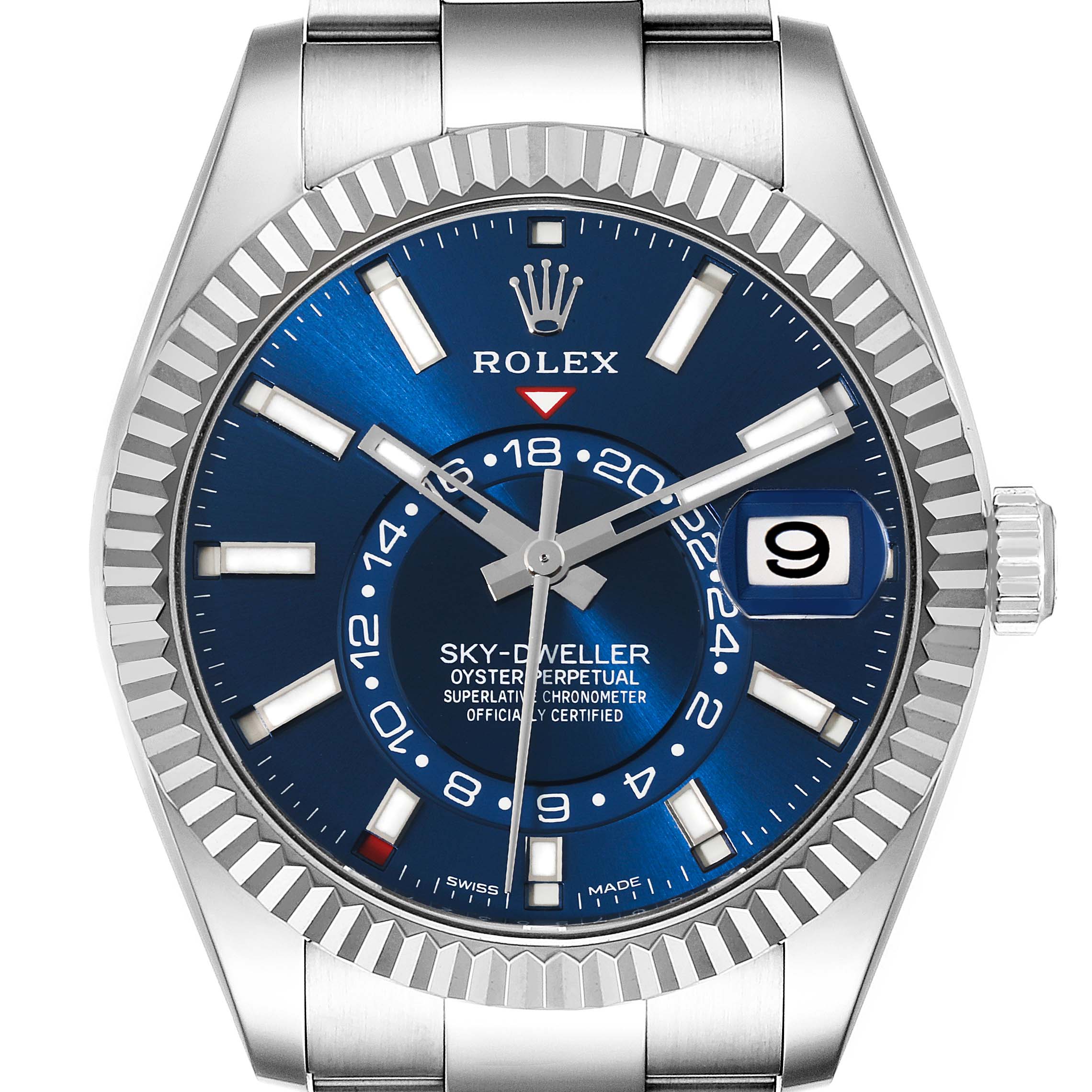 Rolex Sky-Dweller Blue Dial Steel White Gold Mens Watch 326934 Unworn ...