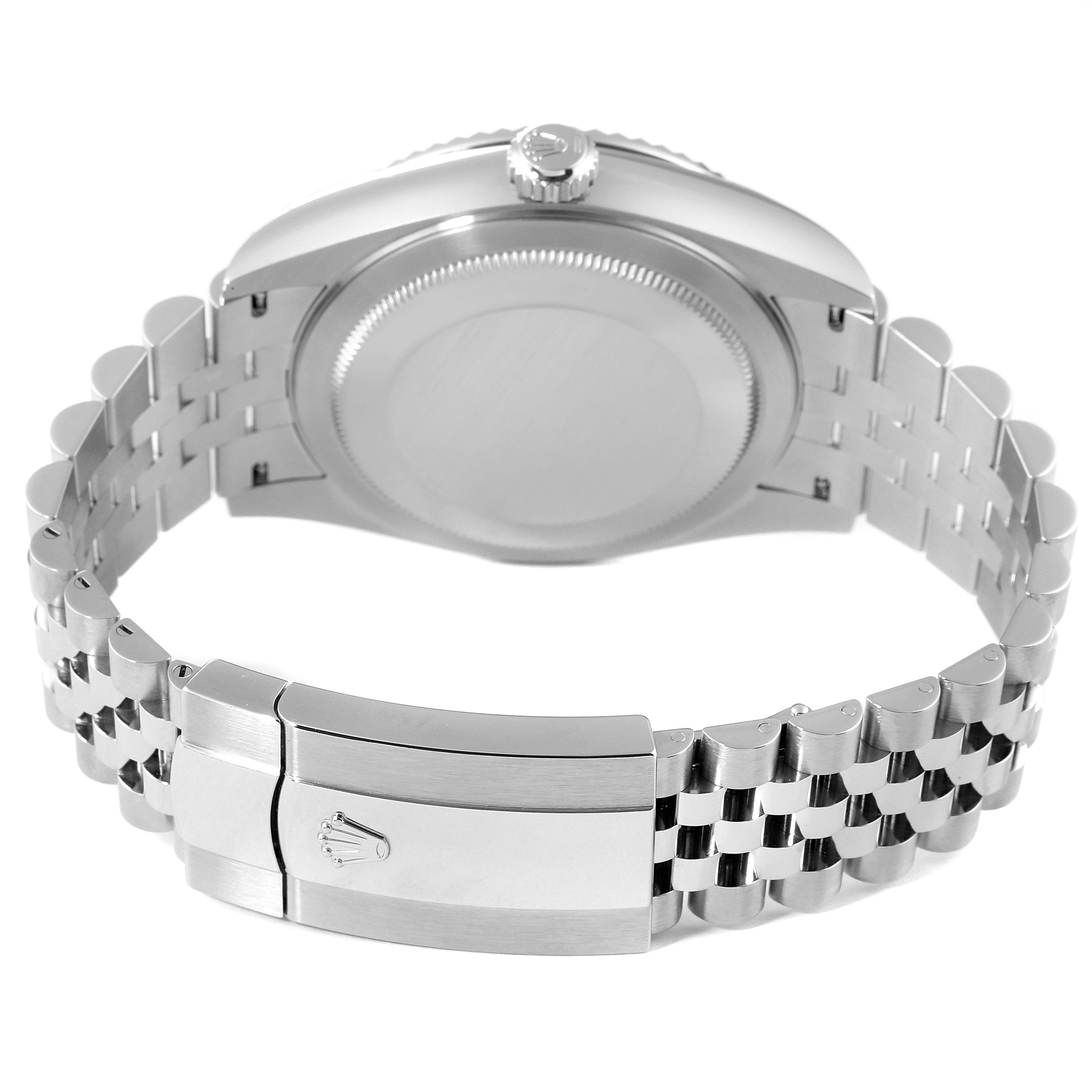 This image shows the back case and bracelet clasp of a Rolex Sky-Dweller 326934 Men's Stainless Steel White Dial 326934 Men's Stainless Steel White Dial watch from a rear angle.