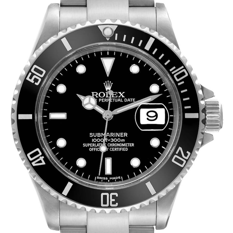 Rolex Submariner Date Black Dial Steel Mens Watch 16610 SwissWatchExpo