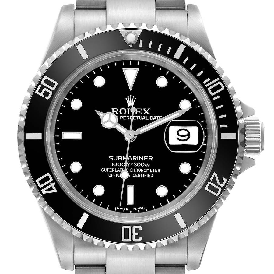 Rolex Submariner Date Black Dial Steel Mens Watch 16610 SwissWatchExpo