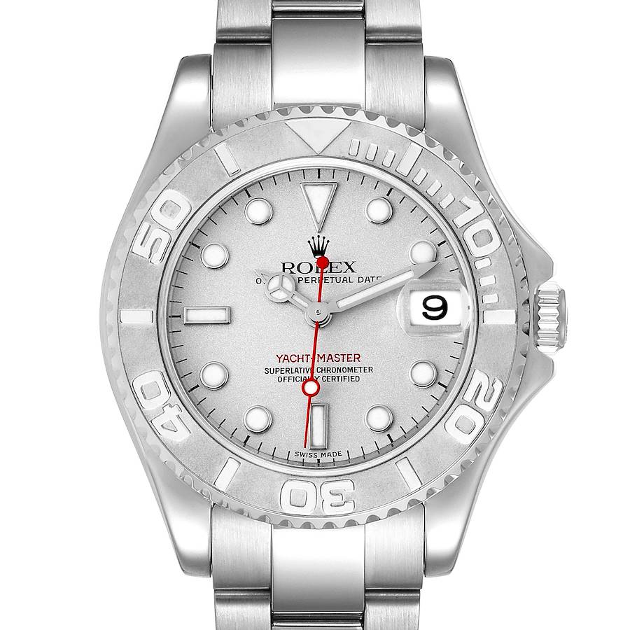 Rolex Yachtmaster 35 Midsize Steel Platinum Mens Watch 168622 Box Papers SwissWatchExpo