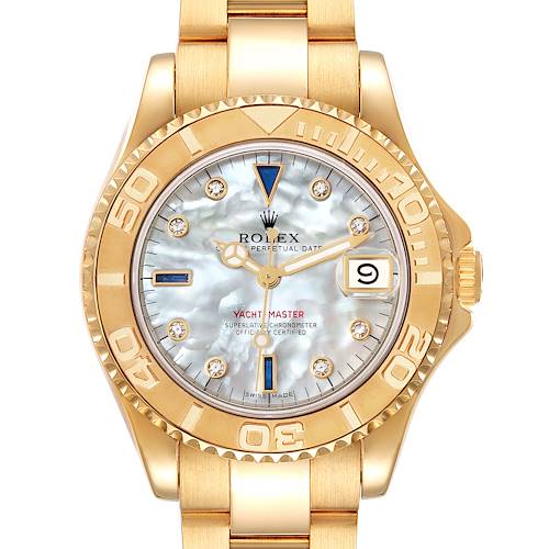 Photo of Rolex Yachtmaster Midsize 18K Yellow Gold MOP Diamond Dial Unisex Watch 68628