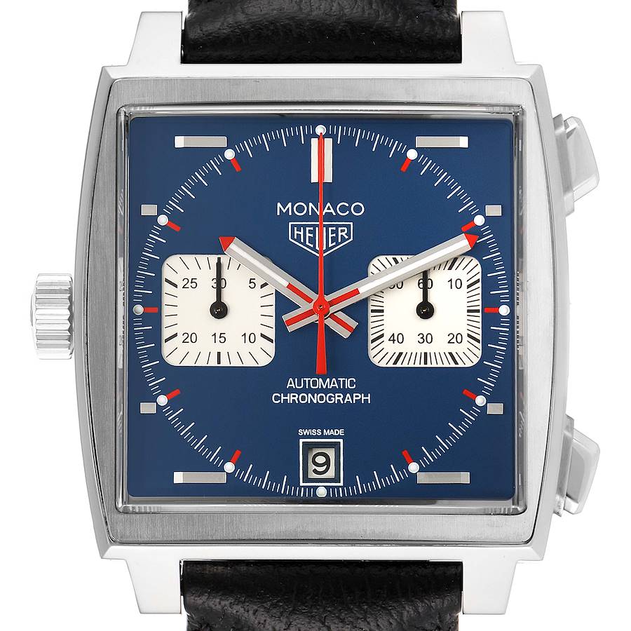 Tag Heuer Monaco Chronograph Blue Dial Steel Mens Watch CAW211P SwissWatchExpo