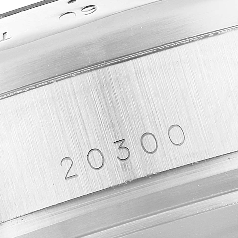 The image shows a close-up of the case back of a Tudor Sport Chronograph 20300 Men's Stainless Steel Grey Dial 20300 Men's Stainless Steel Grey Dial model, featuring the engraved model number "20300."