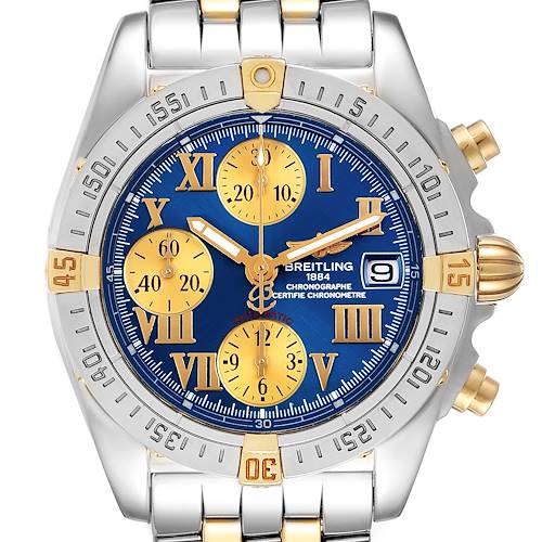 Photo of Breitling Cockpit Steel Yellow Gold Blue Dial Mens Watch B13358 Box Papers