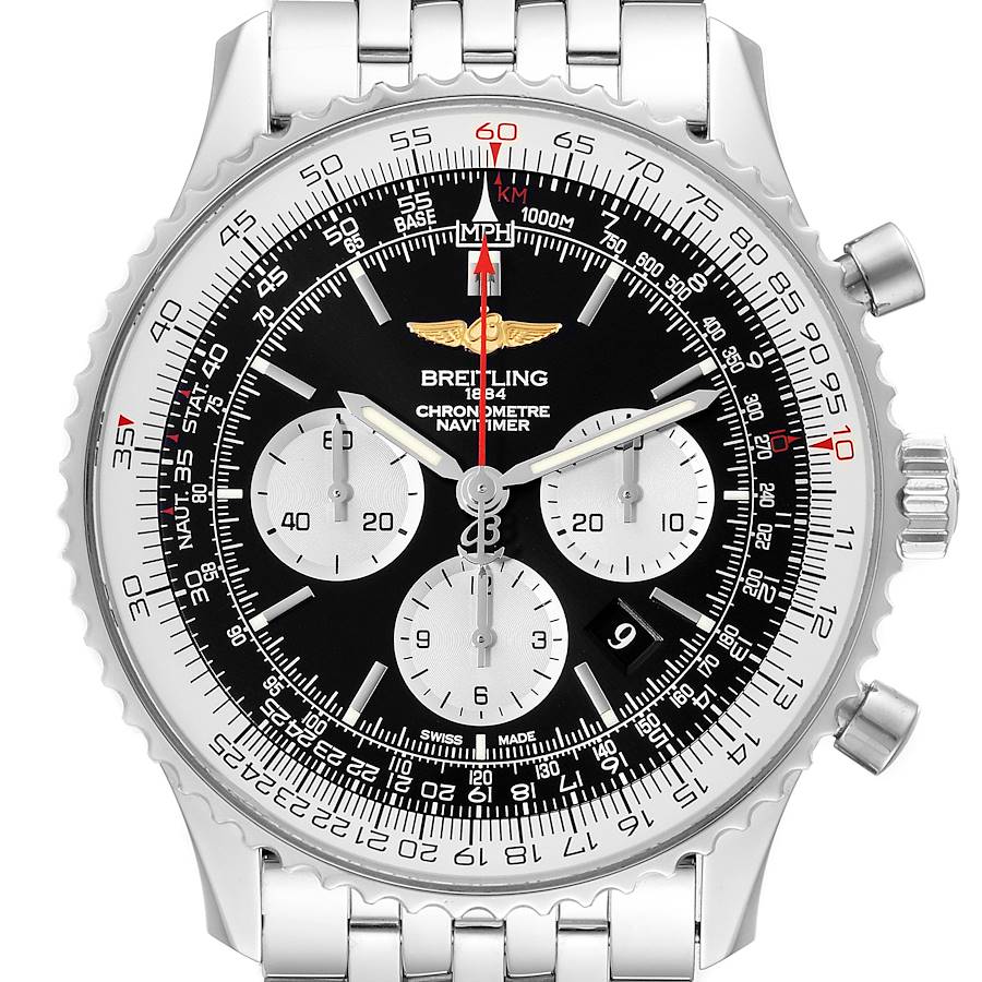 Breitling Navitimer 01 46mm Black Dial Steel Mens Watch AB0127 Box Card SwissWatchExpo