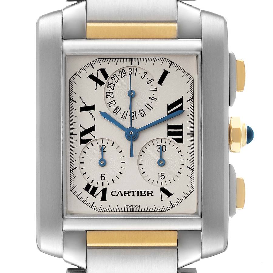 Cartier Tank Francaise Steel 18K Yellow Gold Chronograph Watch W51004Q4 SwissWatchExpo