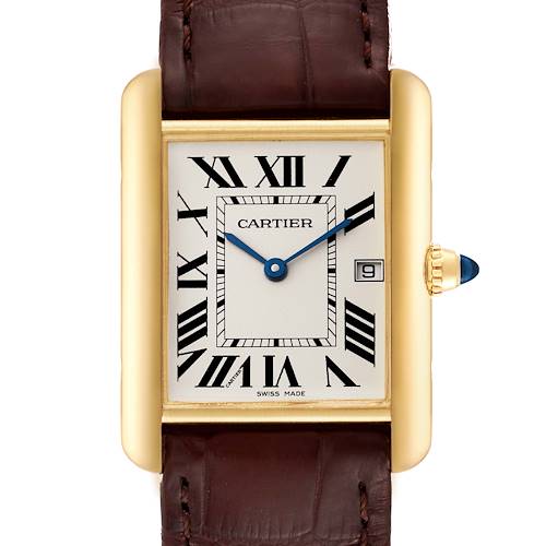 Photo of Cartier Tank Louis Yellow Gold Brown Strap Mens Watch W1529756