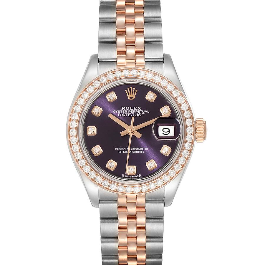 Rolex Datejust 28 Steel Everose Gold Diamond Ladies Watch 279381 Unworn SwissWatchExpo