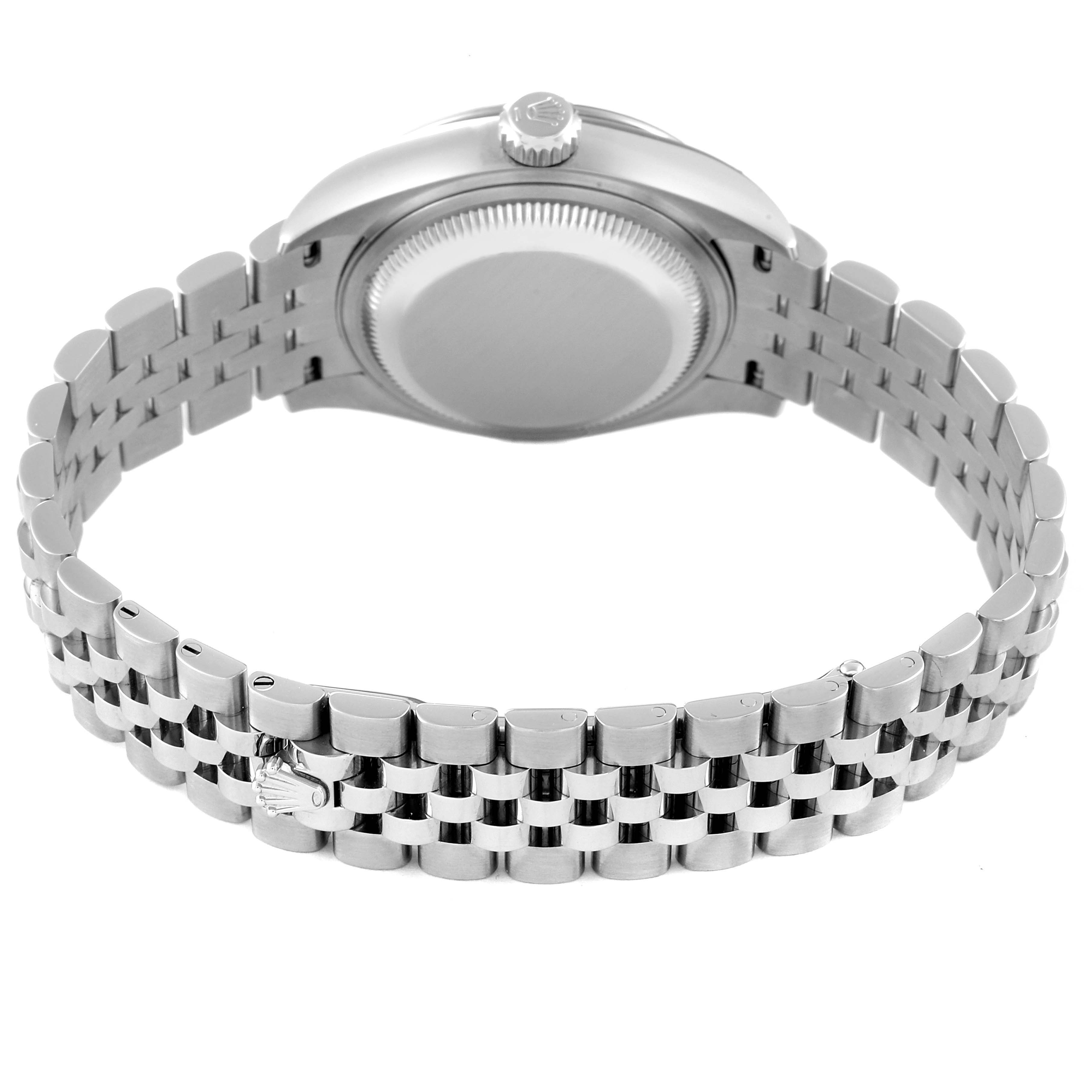 This image shows the back and bracelet of a Rolex Datejust 279174 Women's Stainless Steel Silver Dial 279174 Women's Stainless Steel Silver Dial watch.