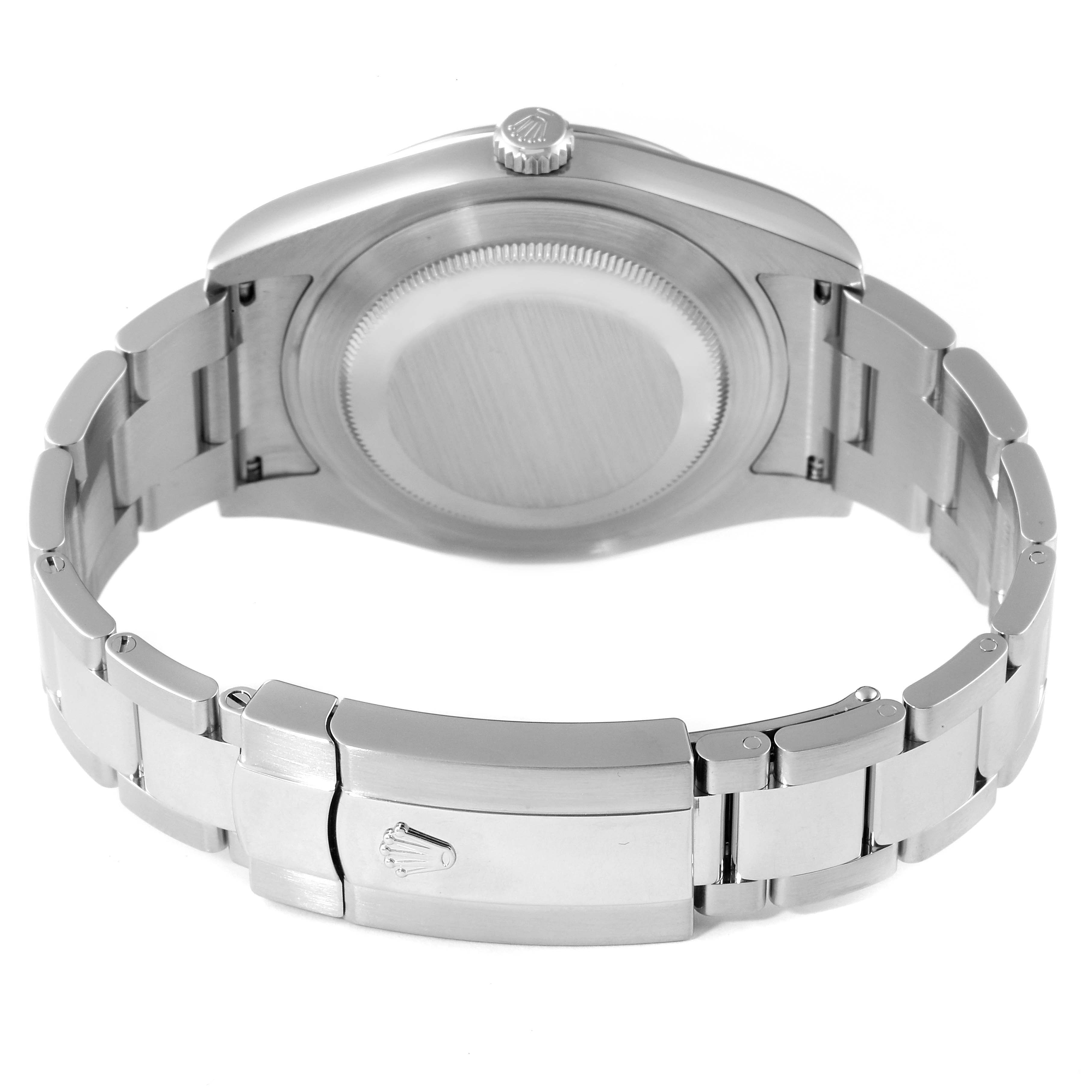 This image shows the back view of the Rolex Datejust 41 116334 Men's Stainless Steel Grey Dial 116334 Men's Stainless Steel Grey Dial watch, focusing on the case back, crown, and bracelet with the clasp.