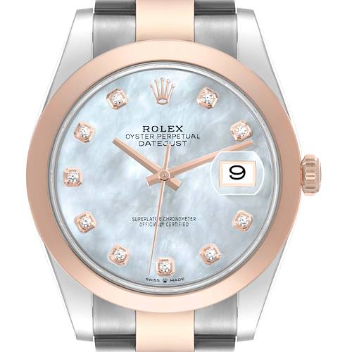 Photo of Rolex Datejust 41 Steel Rose Gold Mother of Pearl Diamond Dial Mens Watch 126301 Unworn
