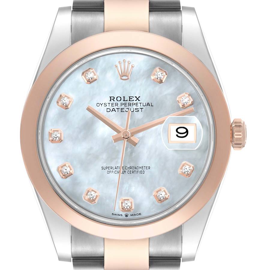 Rolex Datejust 41 Steel Rose Gold Mother of Pearl Diamond Dial Mens Watch 126301 Unworn SwissWatchExpo