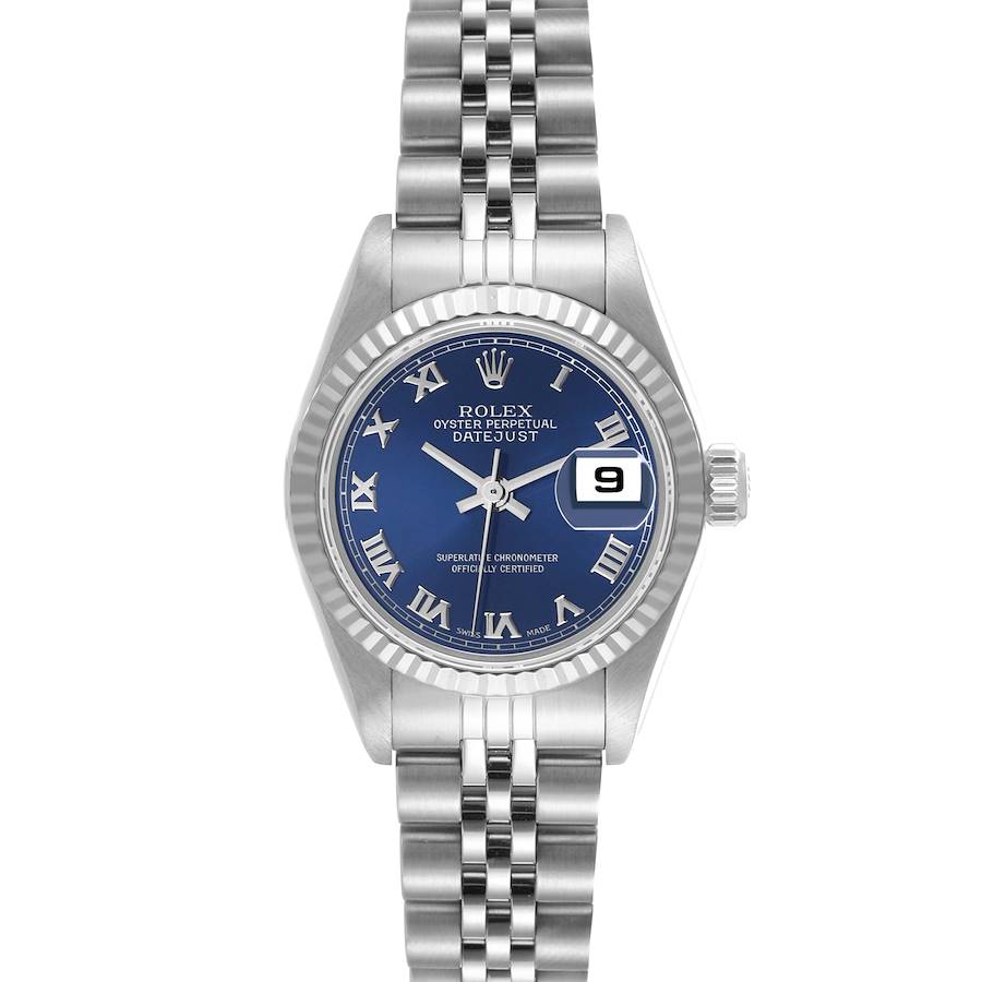 Rolex Datejust Steel White Gold Blue Roman Dial Ladies Watch 79174 SwissWatchExpo