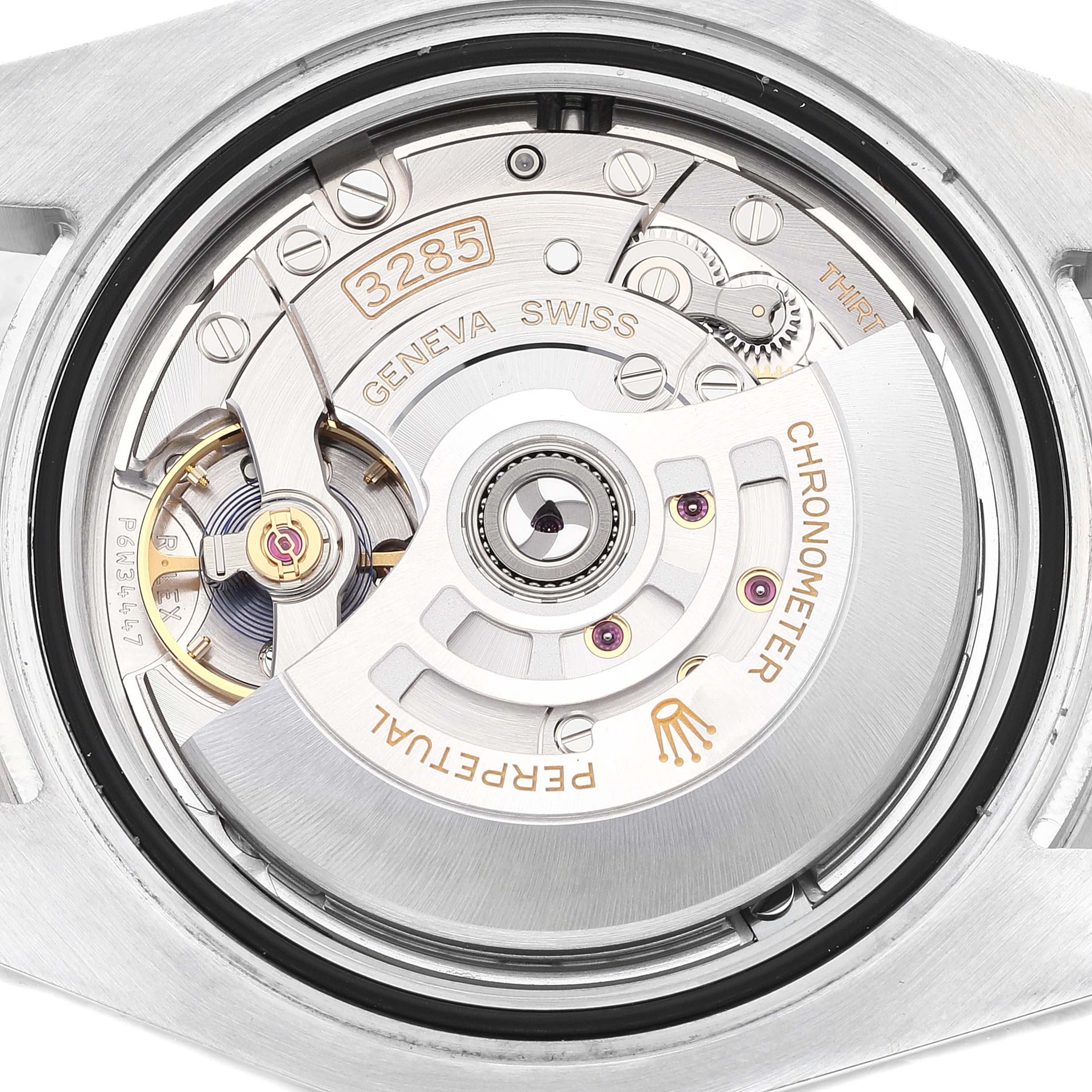 The image shows the movement of the Rolex GMT-Master 126710 Men
s Stainless Steel Black Dial 126710 Men
s Stainless Steel Black Dial watch at an up-close, detailed angle.