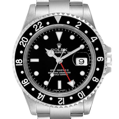 Photo of Rolex GMT Master II Black Dial Bezel Steel Mens Watch 16710