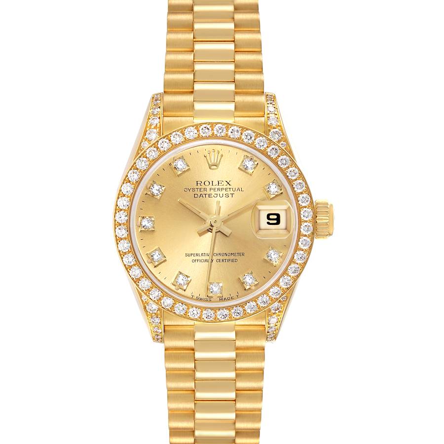 Rolex President Datejust Yellow Gold Diamond Ladies Watch 69158 SwissWatchExpo