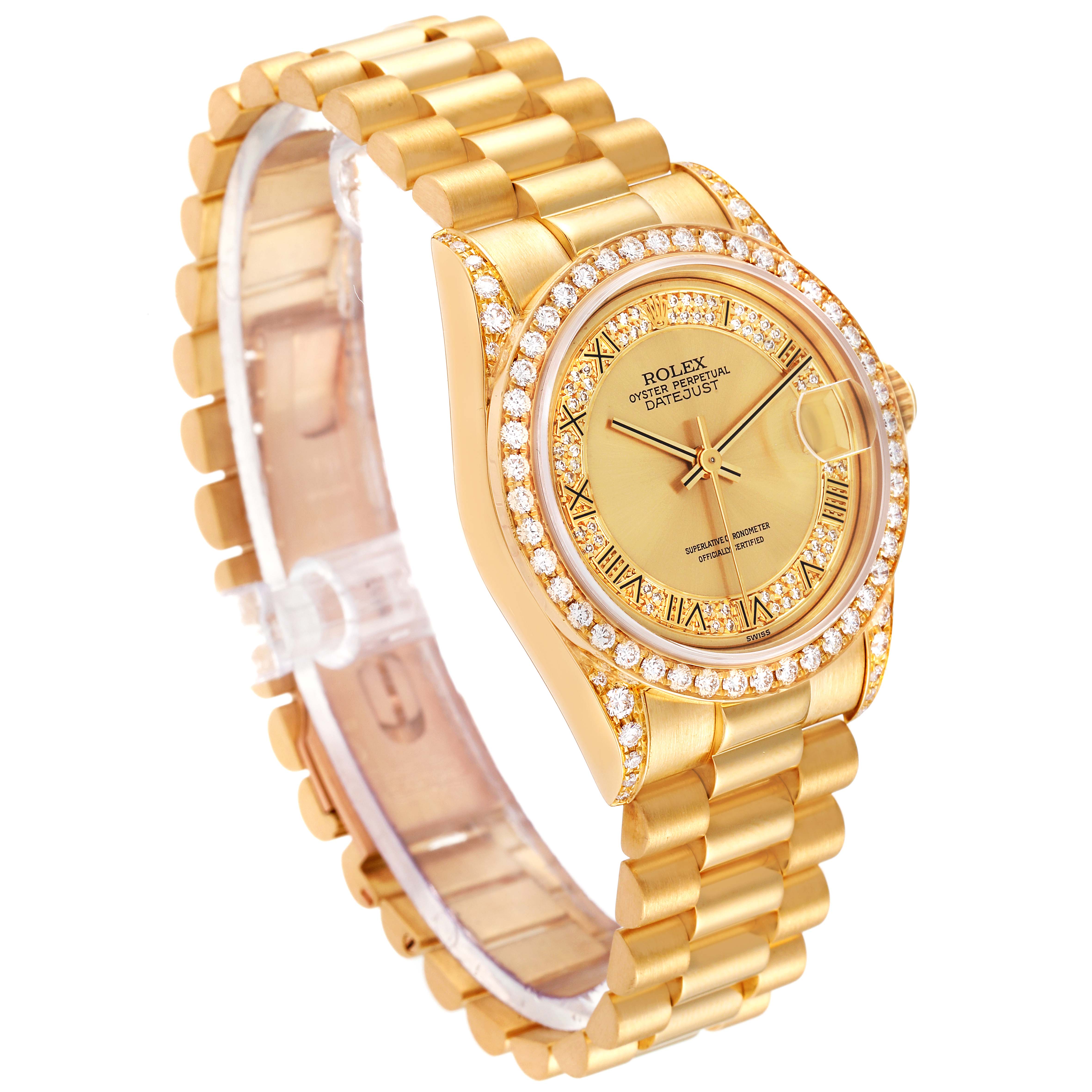 Rolex President Midsize Yellow Gold Diamond Ladies Watch 68158 Swisswatchexpo 9676