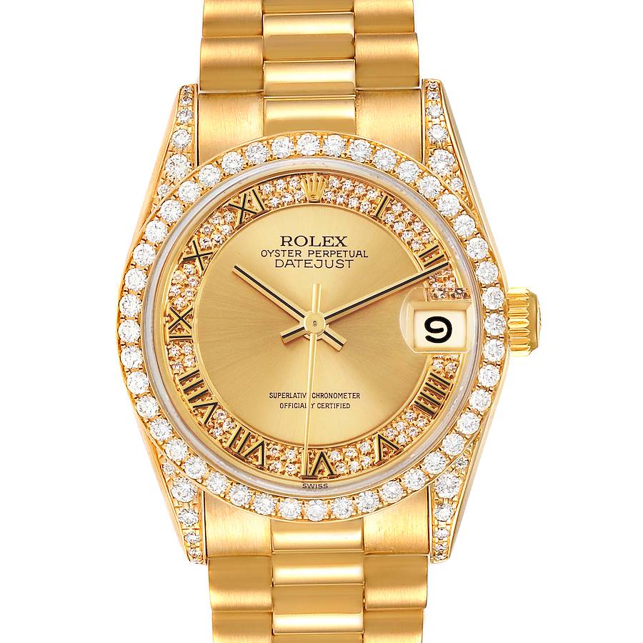 Rolex President Midsize Yellow Gold Diamond Ladies Watch 68158 SwissWatchExpo