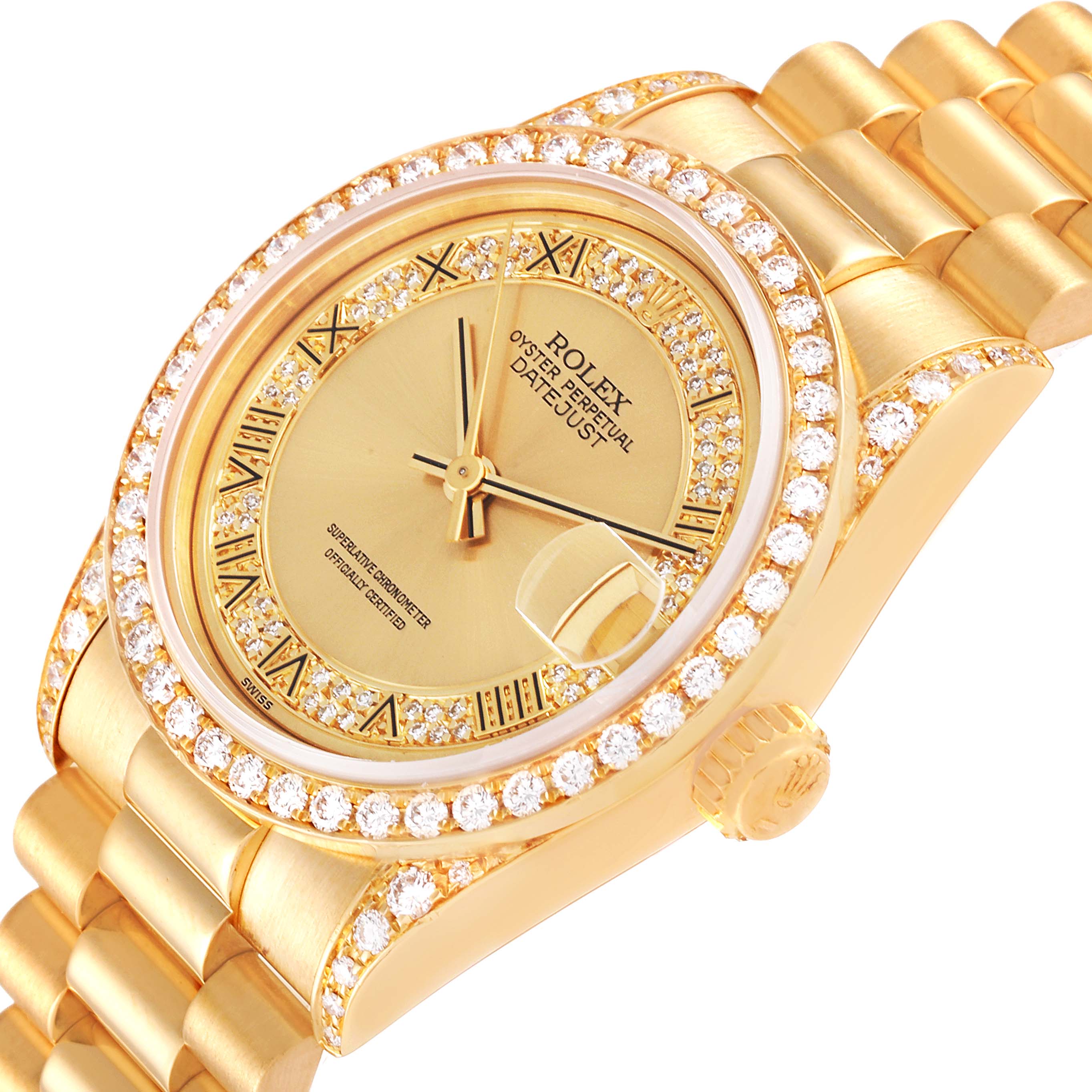 Rolex President Midsize Yellow Gold Diamond Ladies Watch 68158 Swisswatchexpo 8040