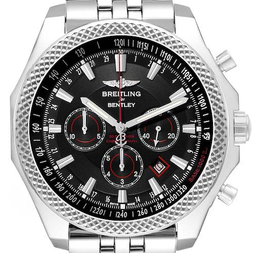 The Breitling Bentley model A25368 Men's watch is shown from the front, displaying the dial, bezel, and part of the bracelet.
