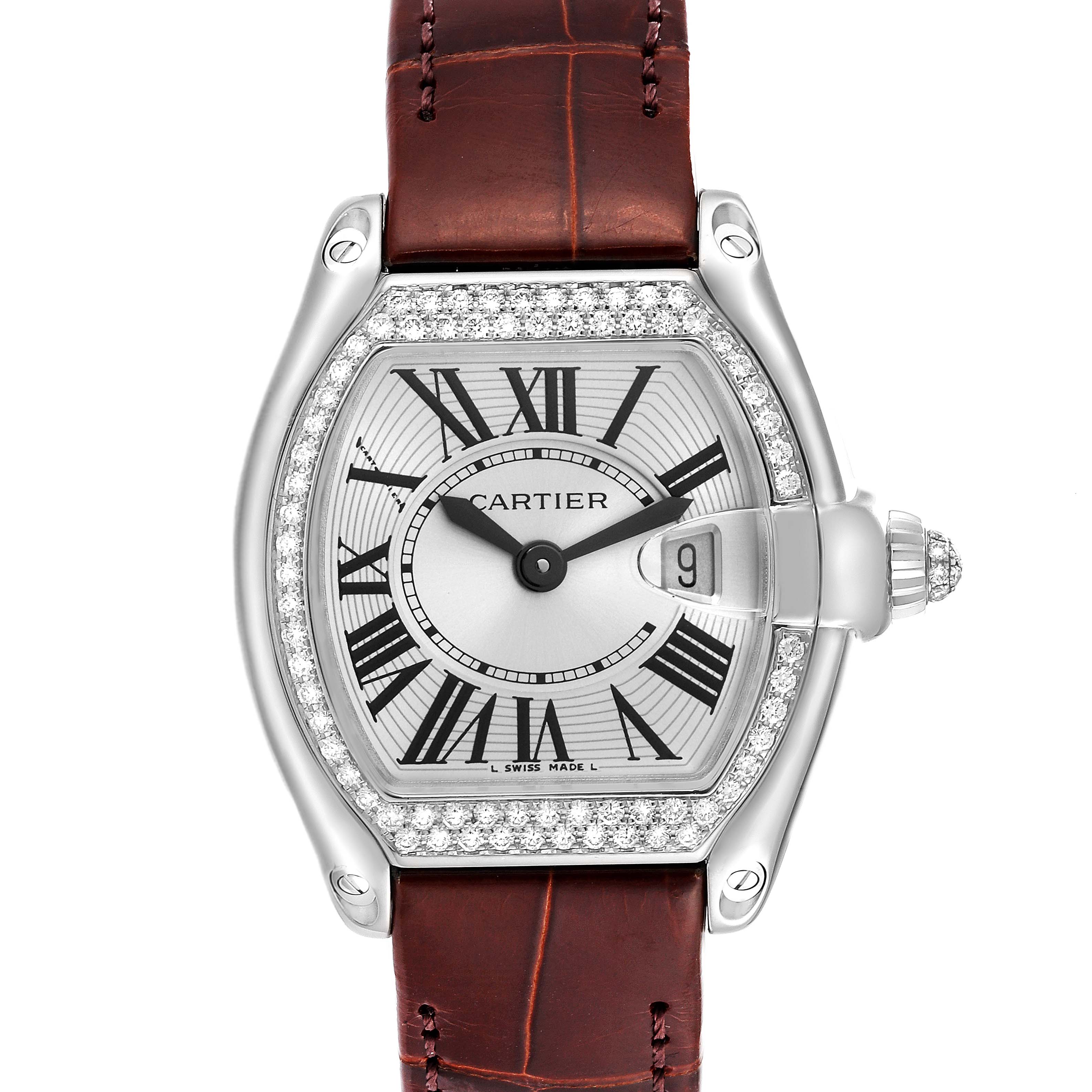 Cartier Roadster Small White Gold Diamond Bezel Ladies Watch